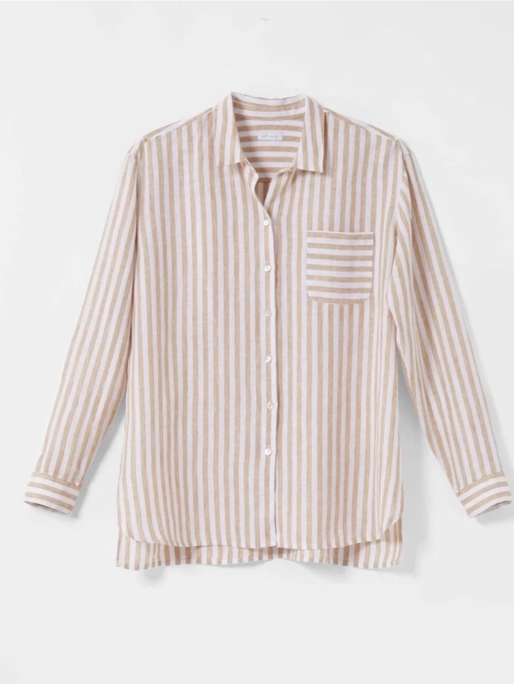 J. Jill Sandbar/White Stripe Button-Up Linen Shirt Sz L, NWT